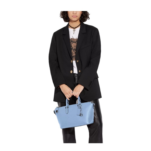 COACH Cara Soft Pebble Leather Crossbody Satchel/blue/Pool/nwt - Picture 4 of 5